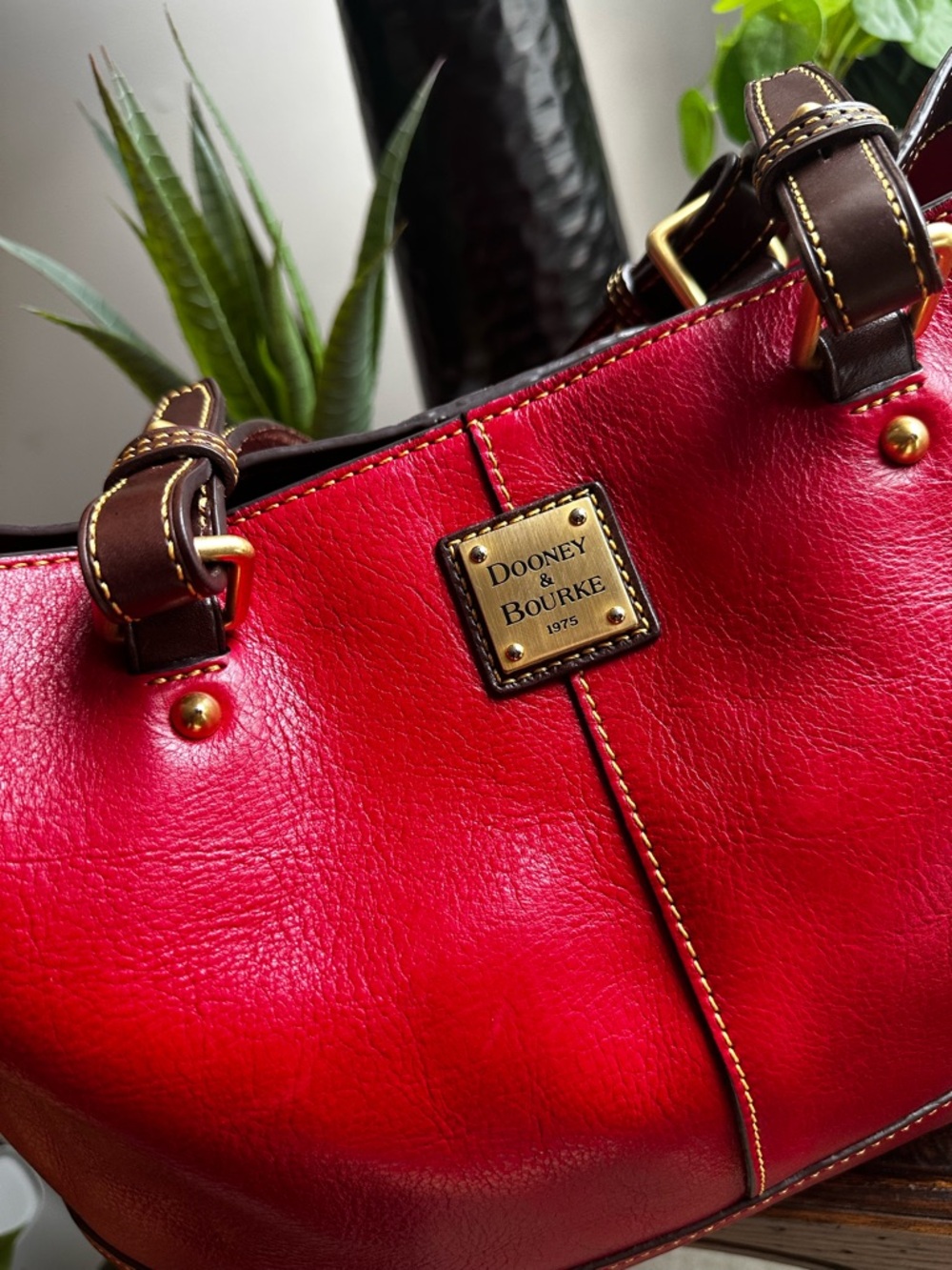 Dooney & Bourke Rare Rouge Red Toledo Florentine Leather Chelsea Tote In Rouge
